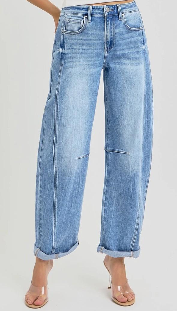 High-Rise Barrel Jeans