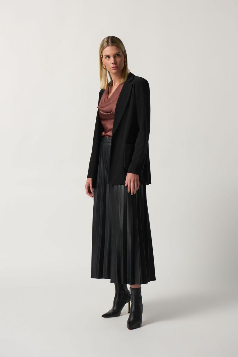 Pleated Faux Leather Culotte Pants