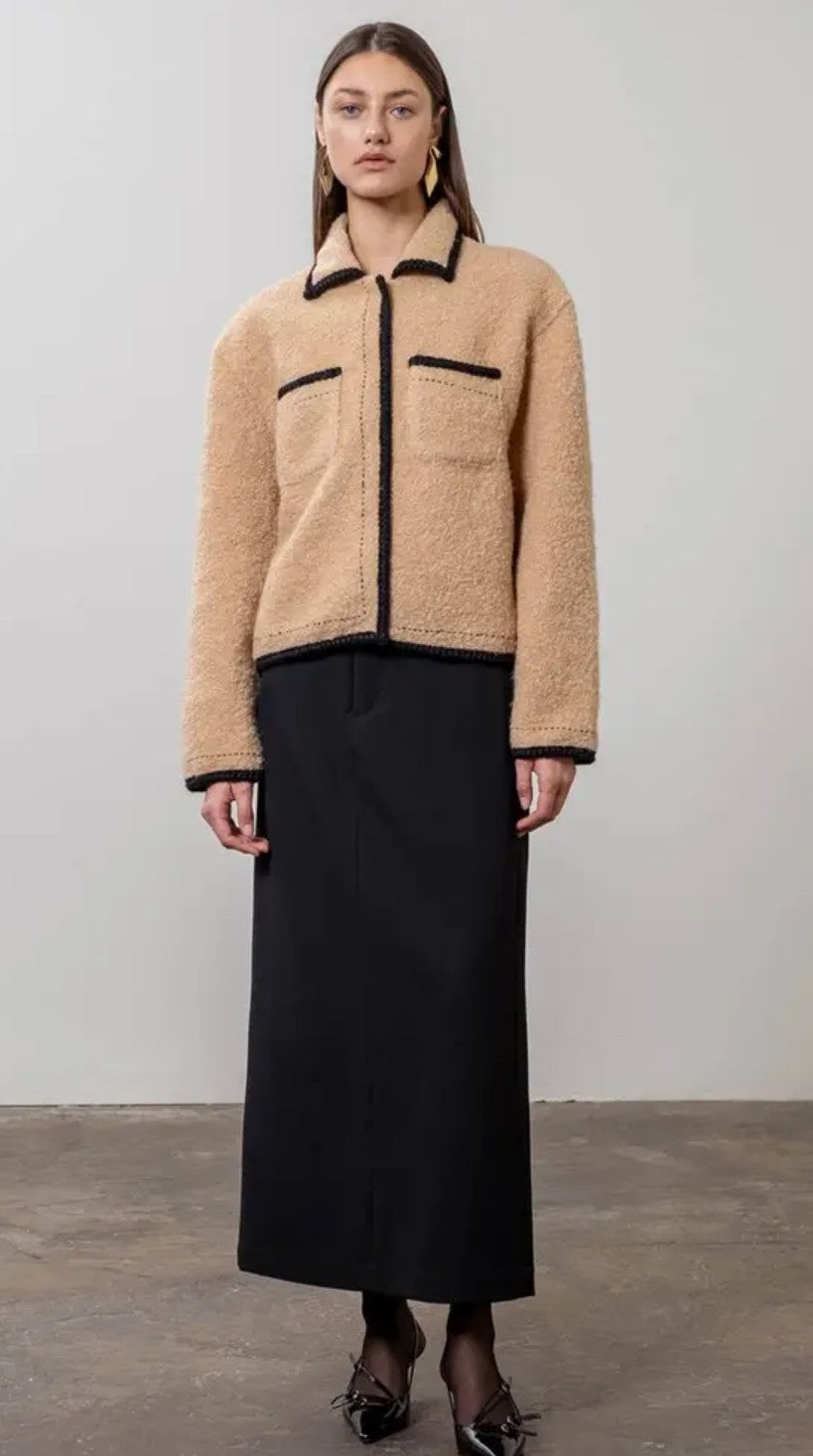 SALE Faux Sherpa Contrast Edge Jacket