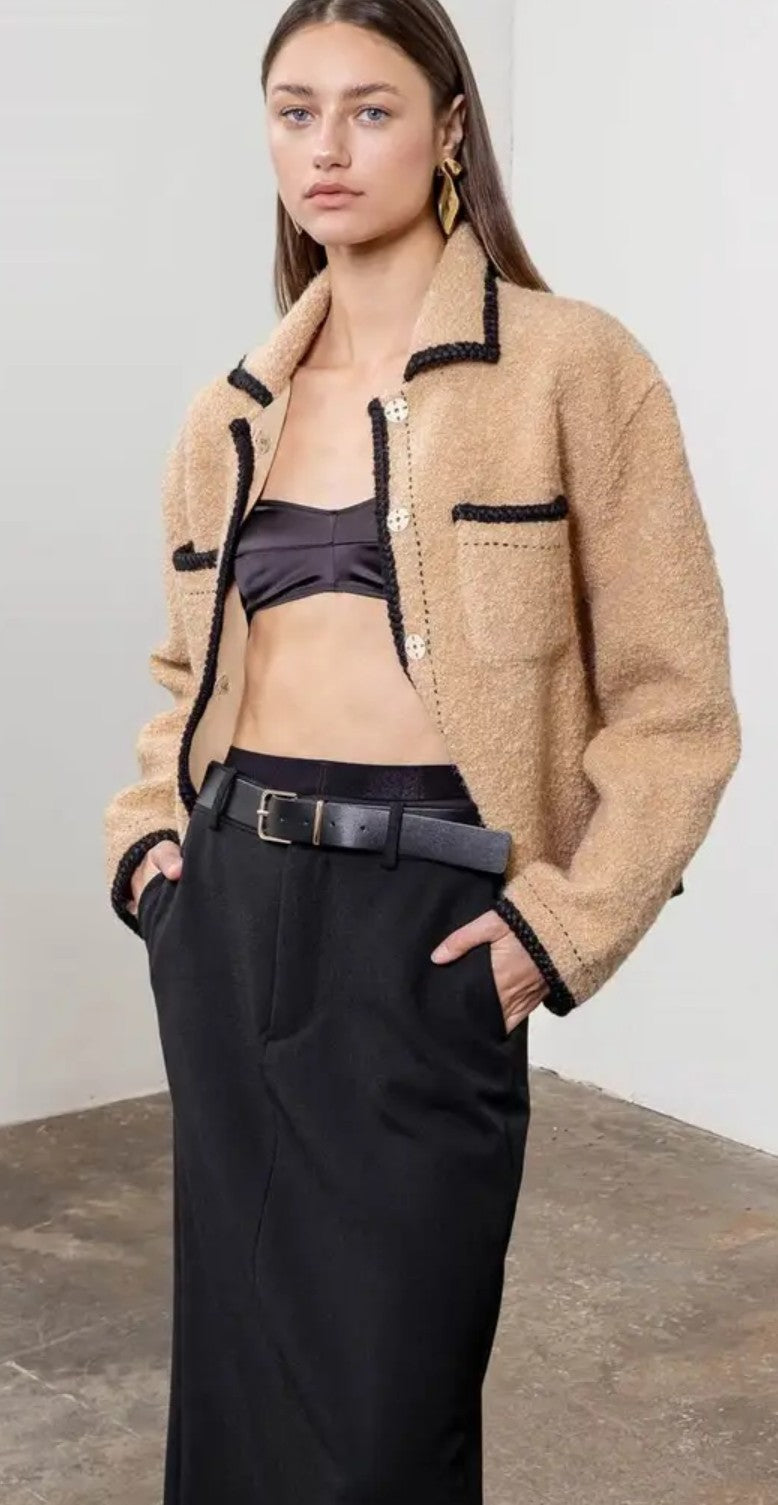 SALE Faux Sherpa Contrast Edge Jacket