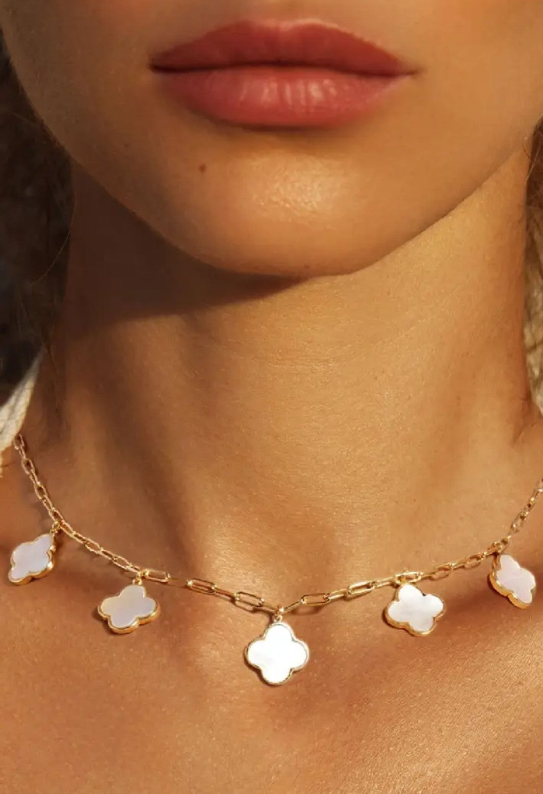 5 Clover Paperclip Chain Necklace