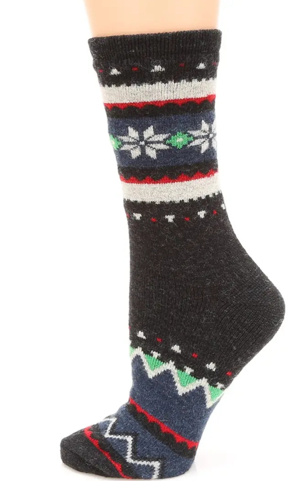 Wool Blend Snowflake Crew Socks
