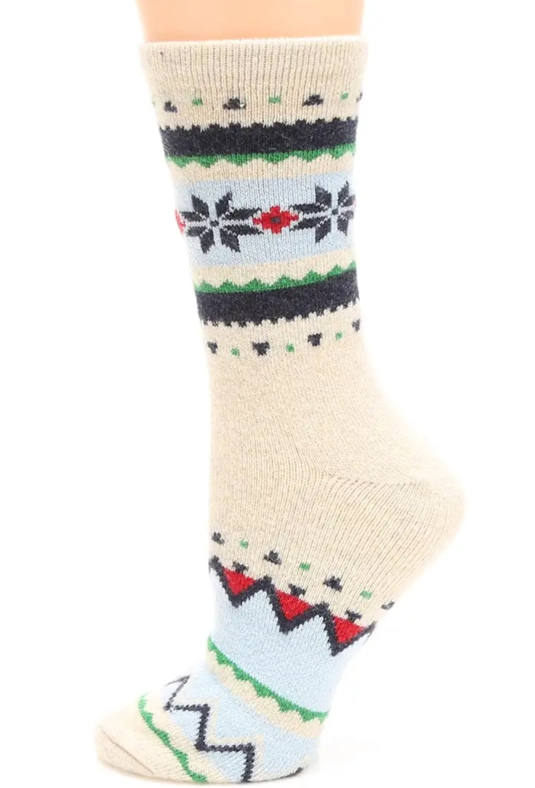 Wool Blend Snowflake Crew Socks