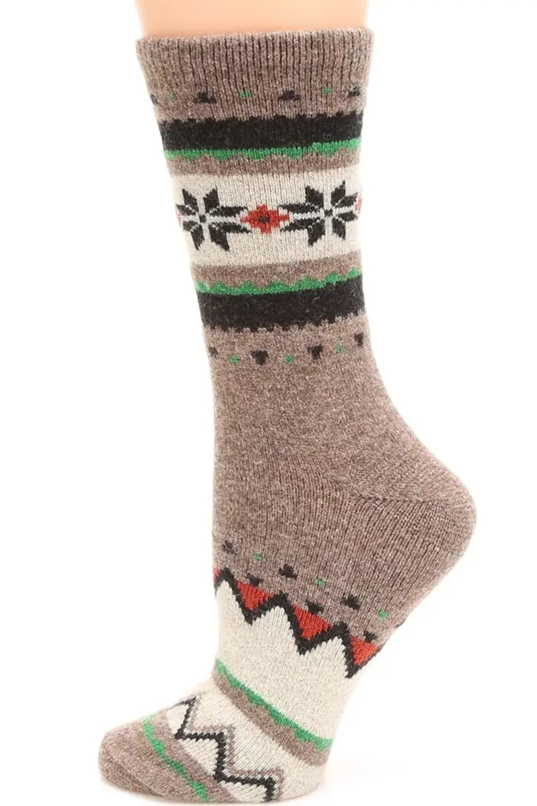 Wool Blend Snowflake Crew Socks