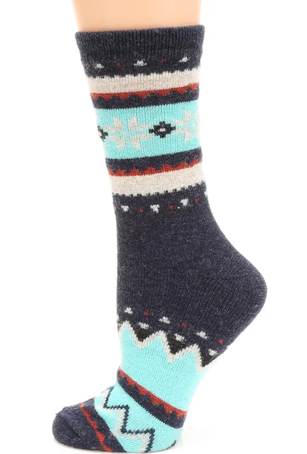 Wool Blend Snowflake Crew Socks