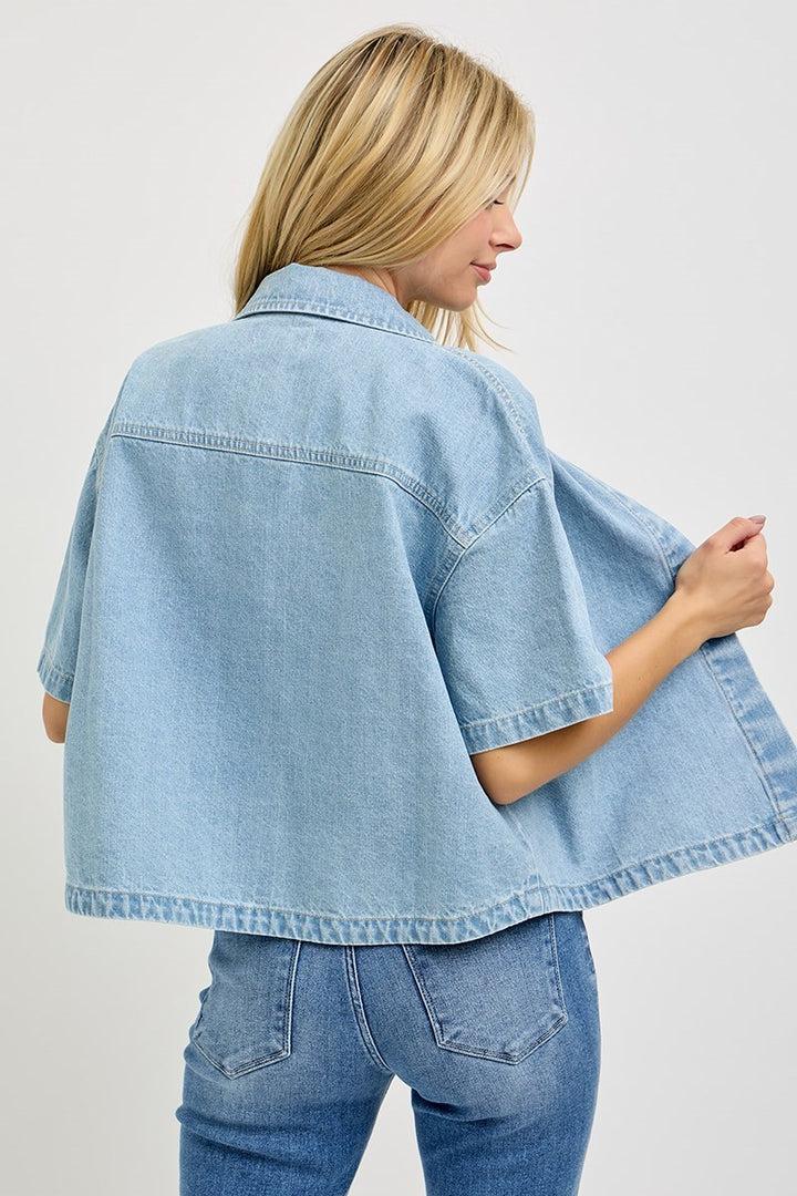 Cropped Denim Button Down