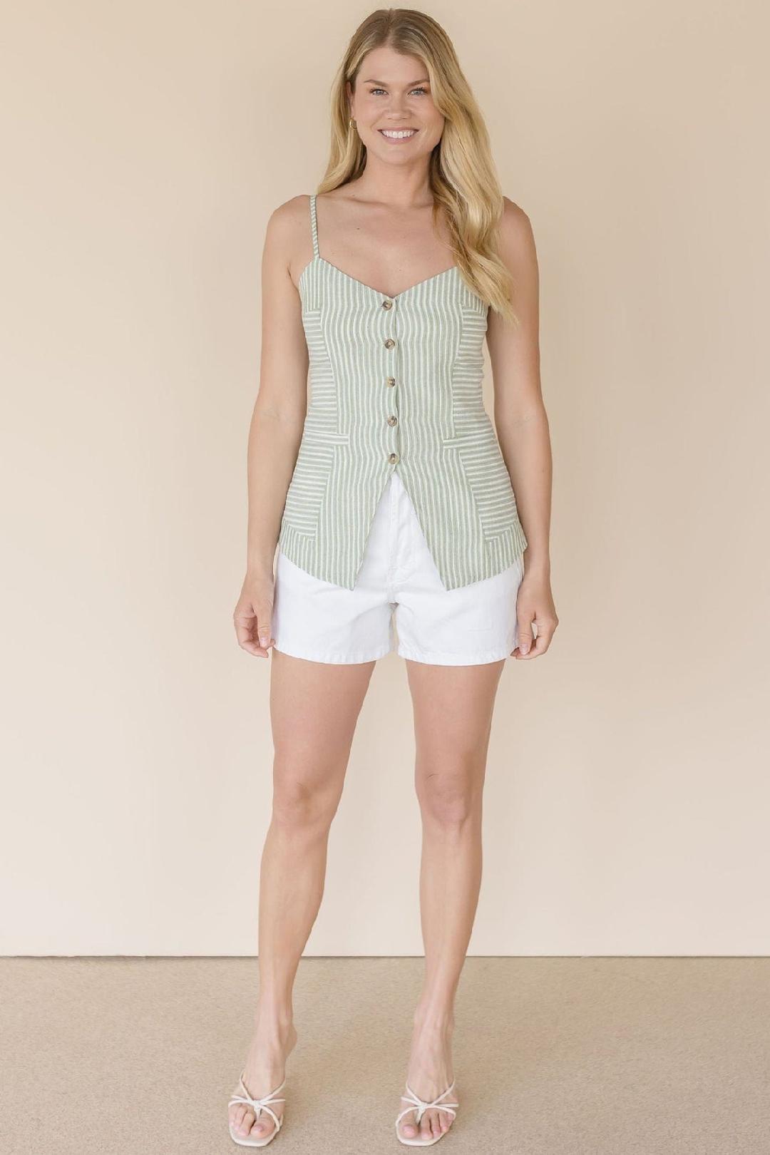 Spaghetti Strap Button Front Top