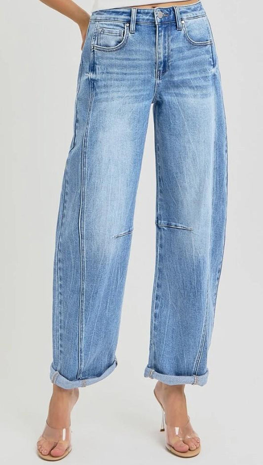 High-Rise Barrel Jeans