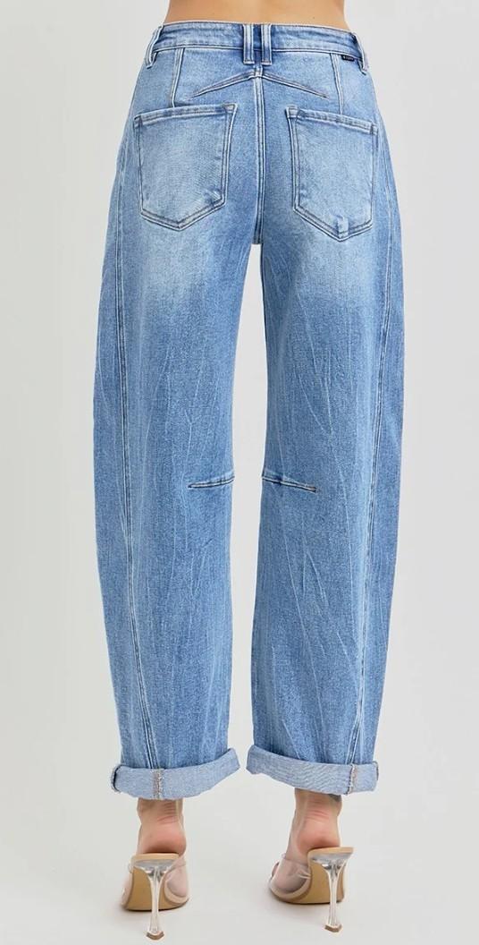 High-Rise Barrel Jeans