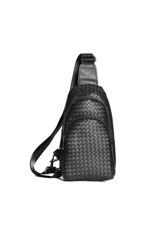 Woven Vegan Leather Sling Bag