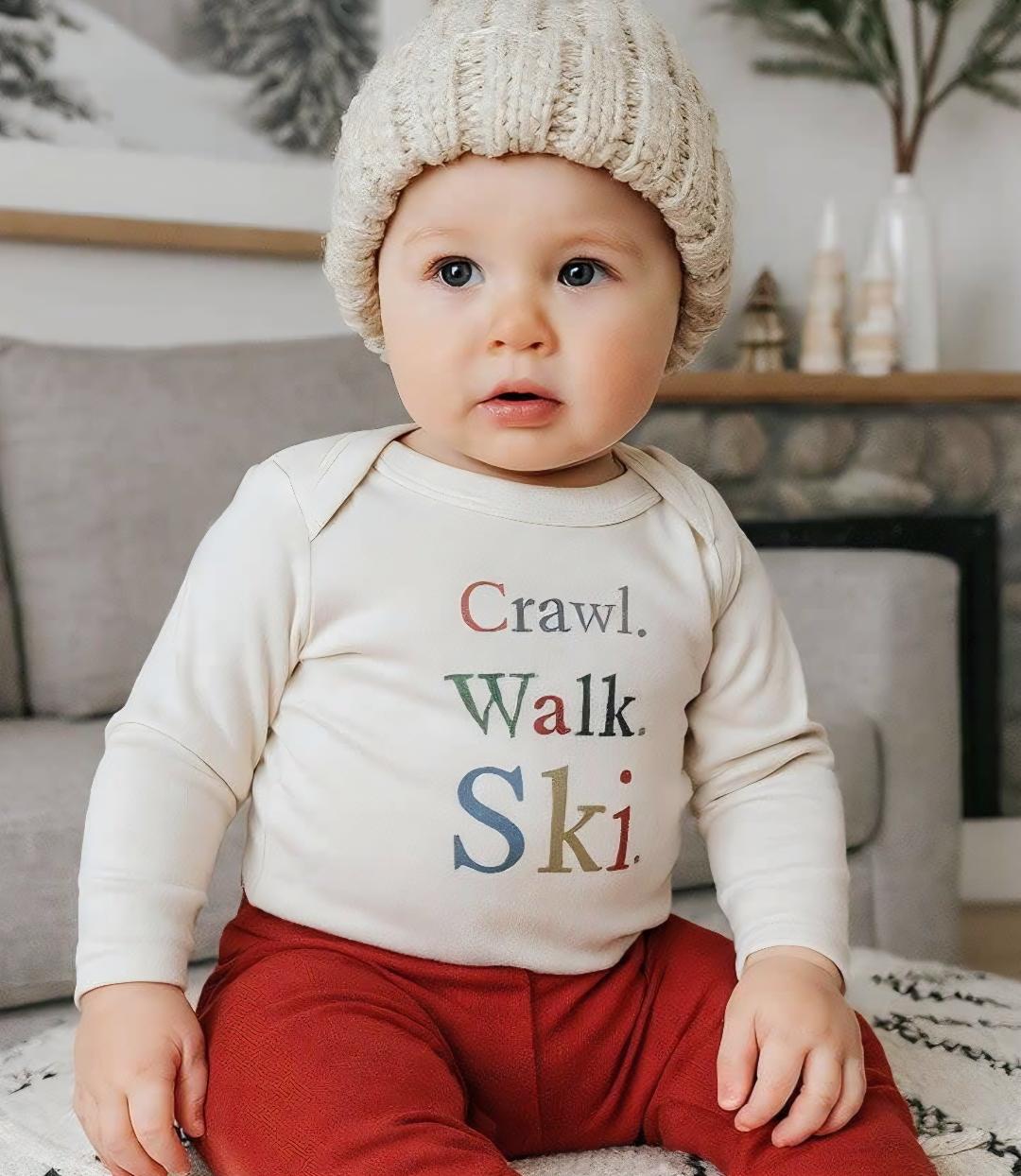 Baby L/S Graphic Bodysuit - Crawl, Walk, Ski
