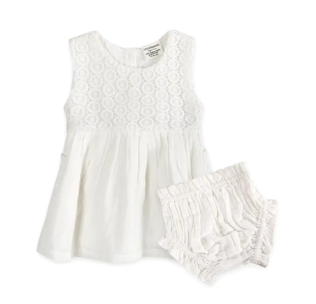 Baby Crochet Lace Dress + Bloomer