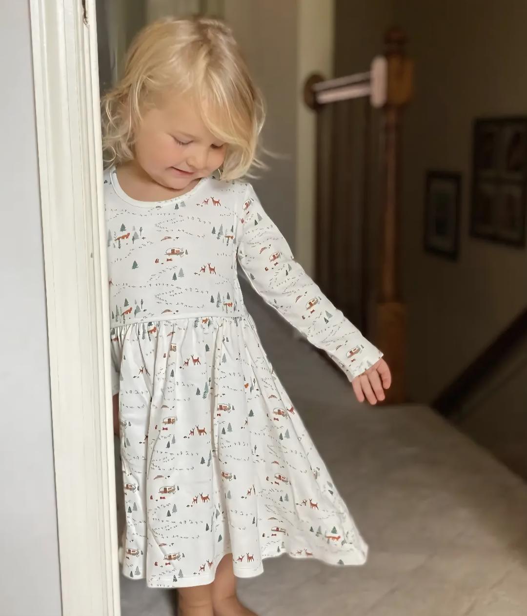 Kids L/S Twirl Dress - Into the Woods