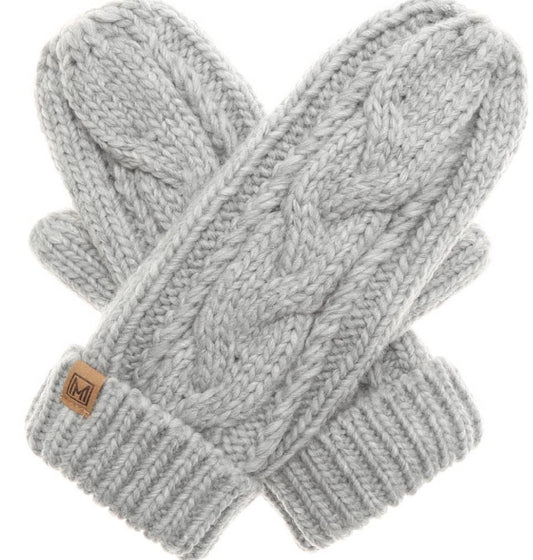 Cable Knit Mittens w/ Fleece Lining