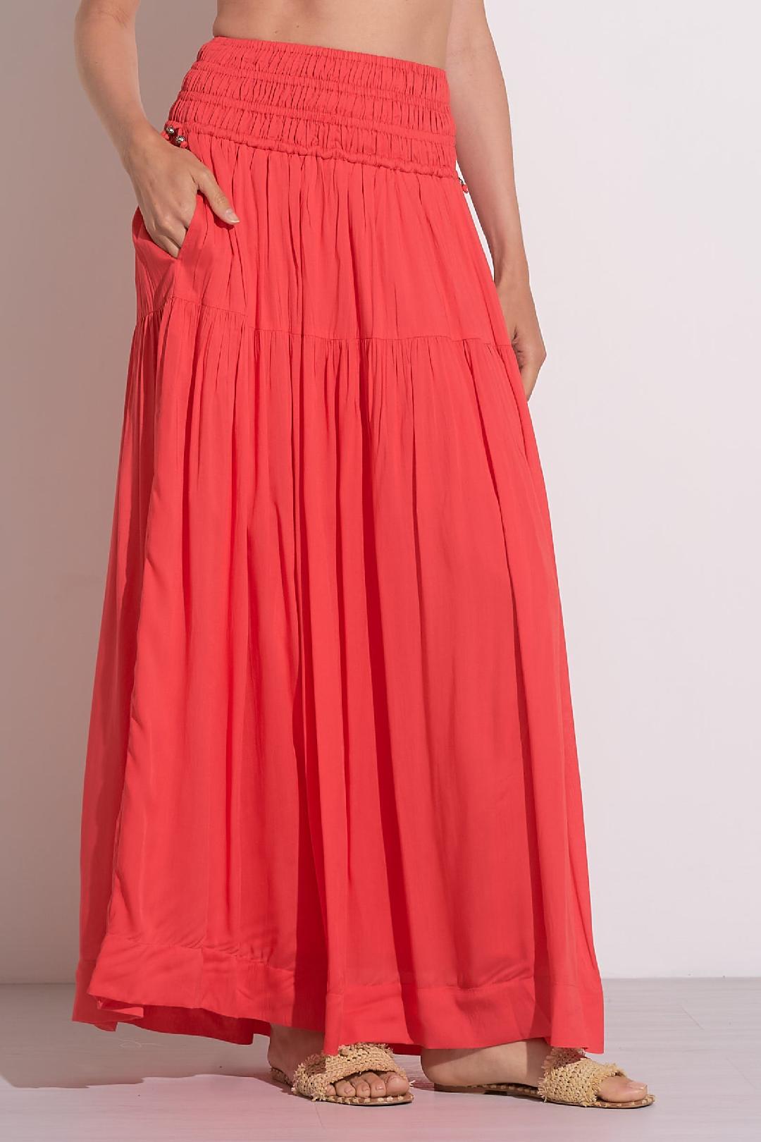 Smocked Waist Maxi Skirt