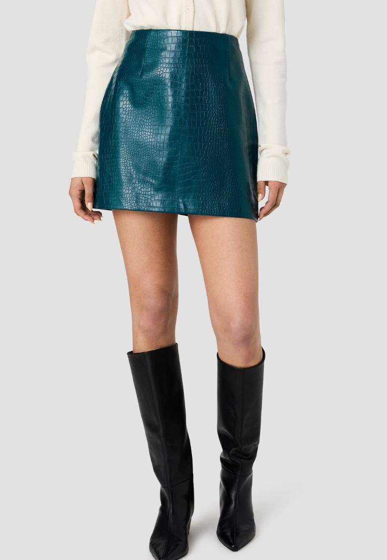 Faux Croc Leather Mini Skirt